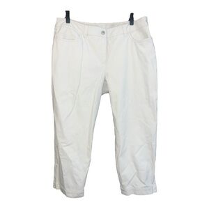 Eileen Fisher White Cropped Pants with Ankle Zip M Quiet Luxury Minimalist NA1